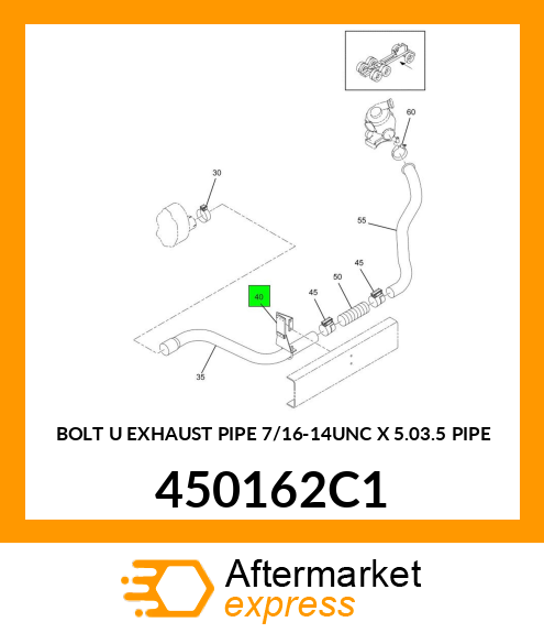 BOLT U EXHAUST PIPE 7/16-14UNC X 5.03.5 PIPE 450162C1