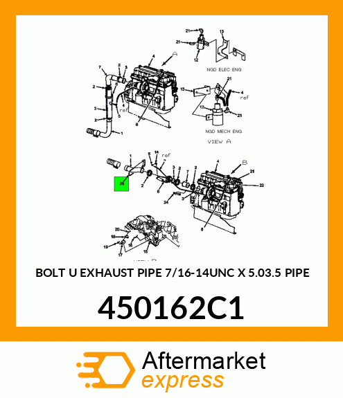 BOLT U EXHAUST PIPE 7/16-14UNC X 5.03.5 PIPE 450162C1
