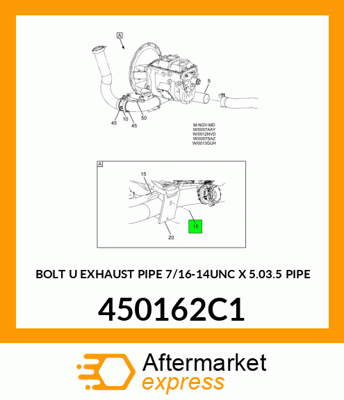 BOLT U EXHAUST PIPE 7/16-14UNC X 5.03.5 PIPE 450162C1