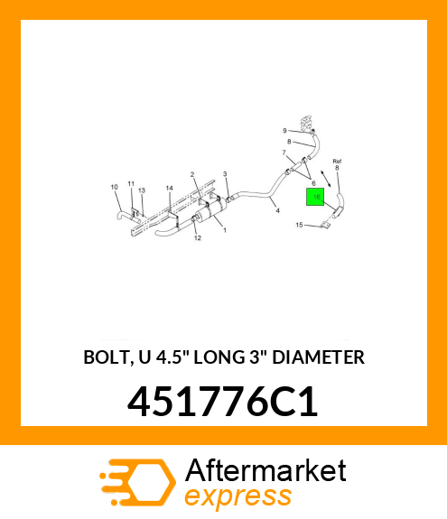 BOLT, U 4.5" LONG 3" DIAMETER 451776C1