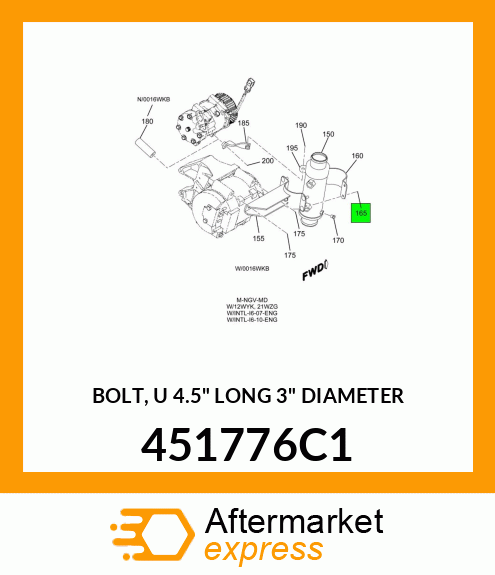 BOLT, U 4.5" LONG 3" DIAMETER 451776C1