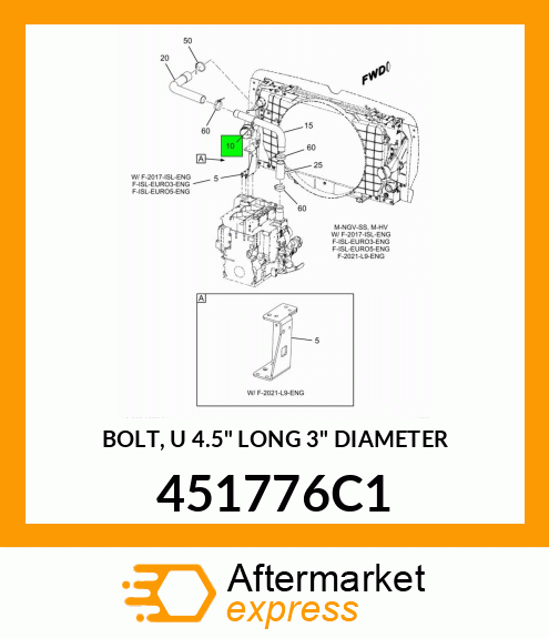 BOLT, U 4.5" LONG 3" DIAMETER 451776C1