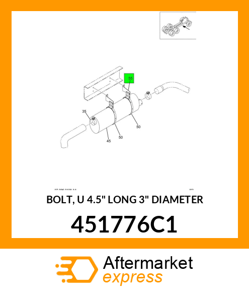 BOLT, U 4.5" LONG 3" DIAMETER 451776C1