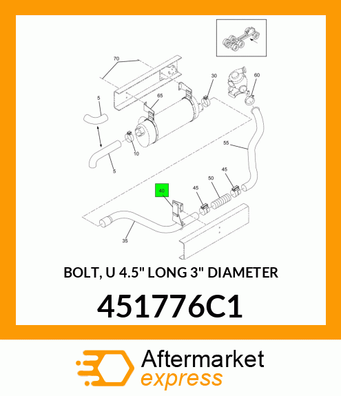 BOLT, U 4.5" LONG 3" DIAMETER 451776C1