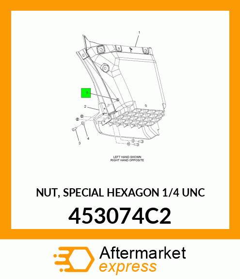 NUT, SPECIAL HEXAGON 1/4" UNC 453074C2