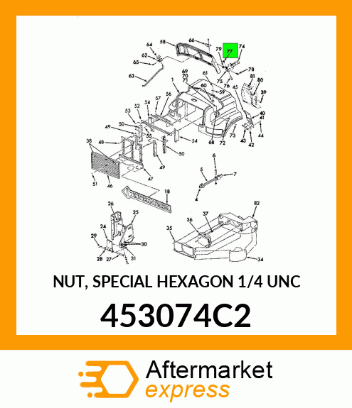 NUT, SPECIAL HEXAGON 1/4" UNC 453074C2