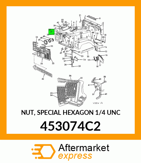 NUT, SPECIAL HEXAGON 1/4" UNC 453074C2