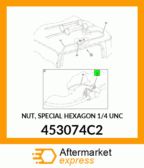 NUT, SPECIAL HEXAGON 1/4" UNC 453074C2