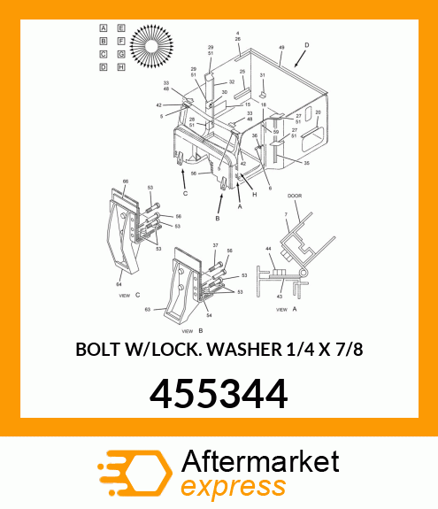 BOLT W/LOCK WASHER 1/4" X 7/8" 455344