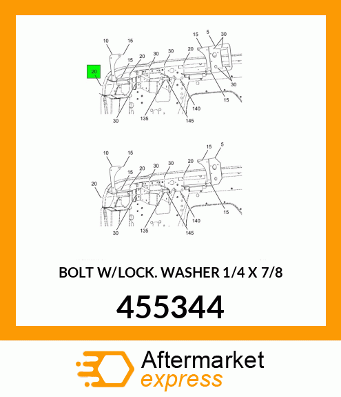 BOLT W/LOCK WASHER 1/4" X 7/8" 455344