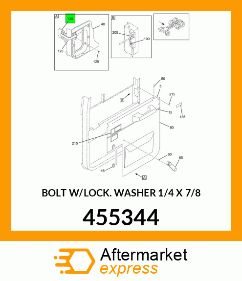 BOLT W/LOCK WASHER 1/4" X 7/8" 455344