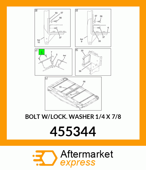 BOLT W/LOCK WASHER 1/4" X 7/8" 455344