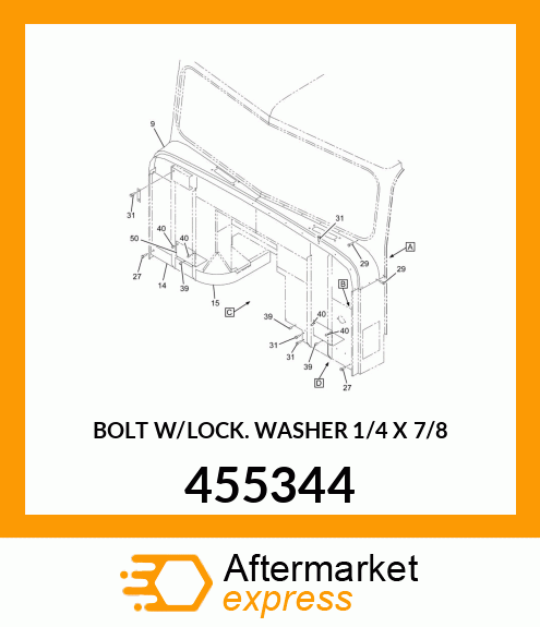 BOLT W/LOCK WASHER 1/4" X 7/8" 455344