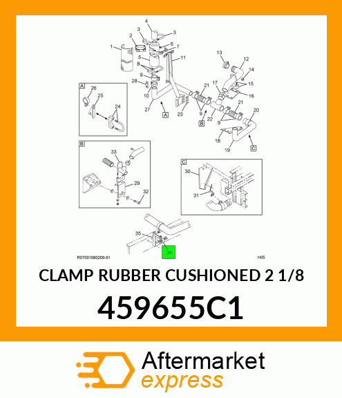 CLAMP RUBBER CUSHIONED 2 1/8" 459655C1