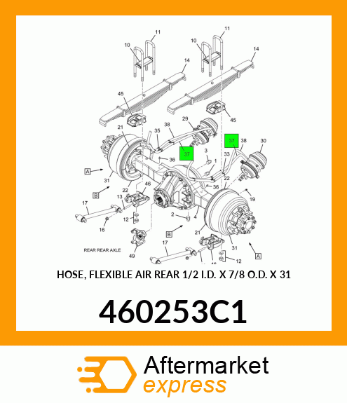 HOSE, FLEXIBLE AIR REAR 1/2" I.D. X 7/8" O.D. X 31" 460253C1