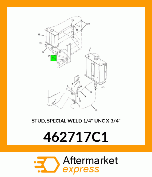 STUD, SPECIAL WELD 1/4" UNC X 3/4" 462717C1