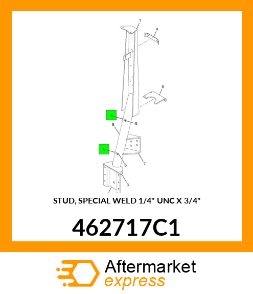 STUD, SPECIAL WELD 1/4" UNC X 3/4" 462717C1