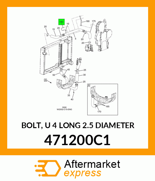 BOLT, U 4" LONG 2.5" DIAMETER 471200C1