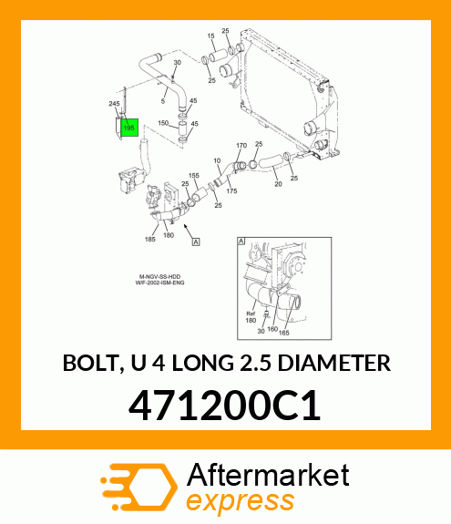 BOLT, U 4" LONG 2.5" DIAMETER 471200C1