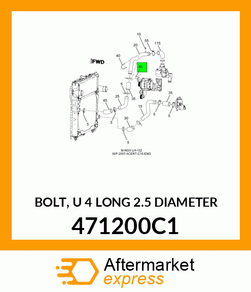 BOLT, U 4" LONG 2.5" DIAMETER 471200C1