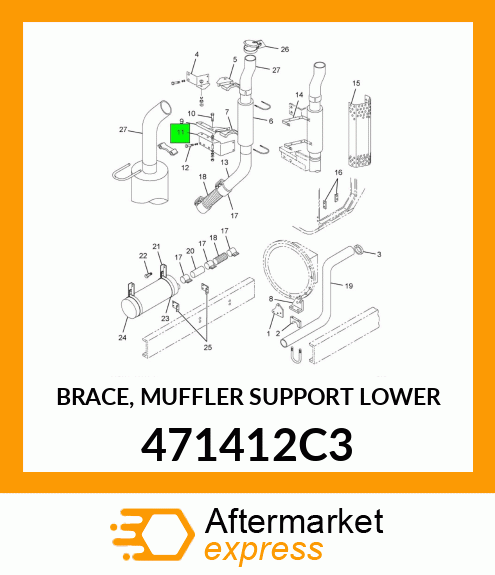 BRACE, MUFFLER SUPPORT LOWER 471412C3
