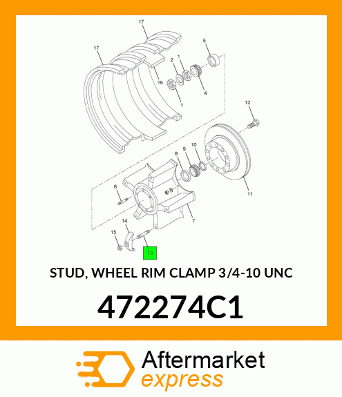 STUD, WHEEL RIM CLAMP 3/4"-10 UNC 472274C1