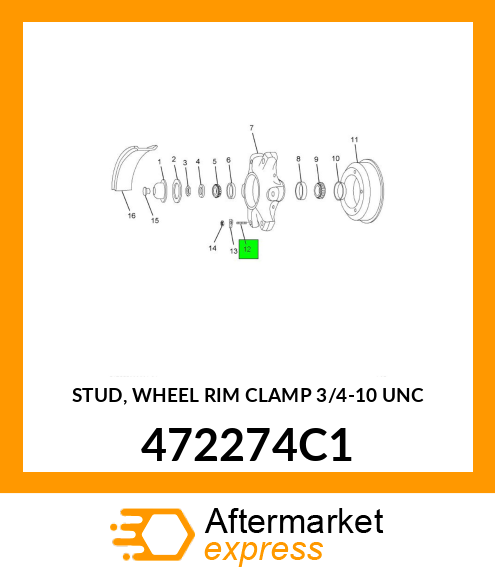 STUD, WHEEL RIM CLAMP 3/4"-10 UNC 472274C1