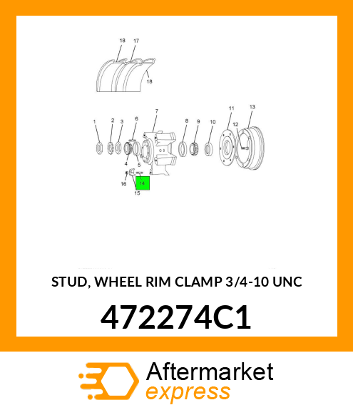 STUD, WHEEL RIM CLAMP 3/4"-10 UNC 472274C1