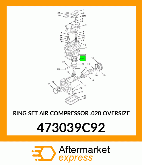 RING SET AIR COMPRESSOR .020 OVERSIZE 473039C92