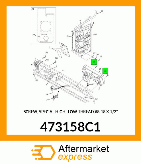 SCREW, SPECIAL HIGH- LOW THREAD #8-18 X 1/2" 473158C1