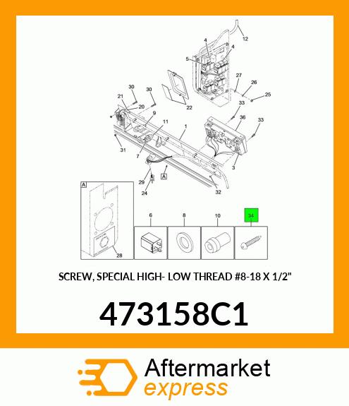 SCREW, SPECIAL HIGH- LOW THREAD #8-18 X 1/2" 473158C1