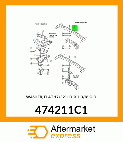 WASHER, FLAT 17/32" I.D. X 1 3/8" O.D. 474211C1