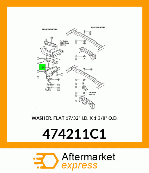 WASHER, FLAT 17/32" I.D. X 1 3/8" O.D. 474211C1