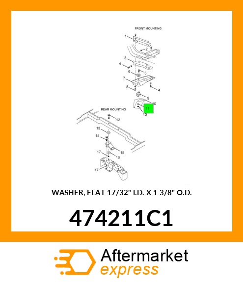 WASHER, FLAT 17/32" I.D. X 1 3/8" O.D. 474211C1