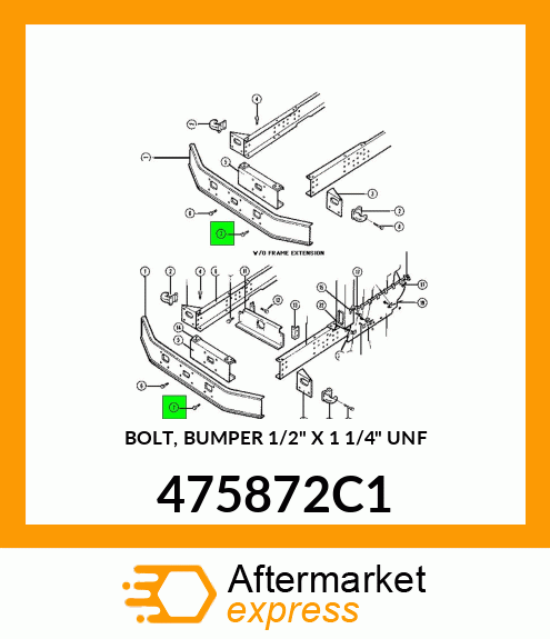 BOLT, BUMPER 1/2" X 1 1/4" UNF 475872C1