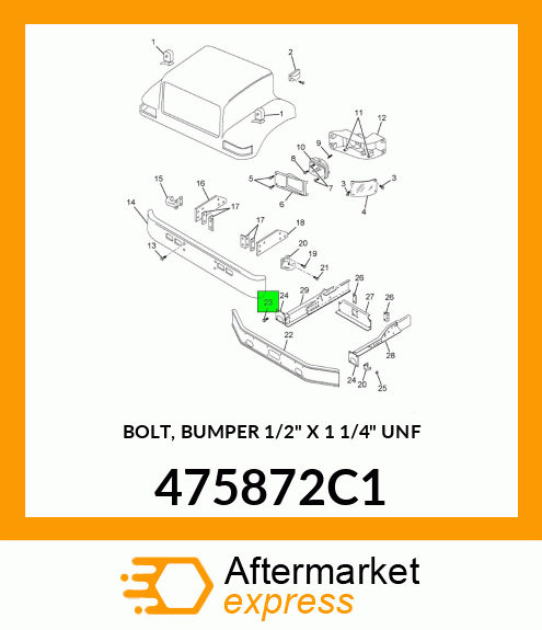 BOLT, BUMPER 1/2" X 1 1/4" UNF 475872C1