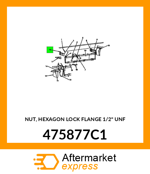 NUT, HEXAGON LOCK FLANGE 1/2" UNF 475877C1