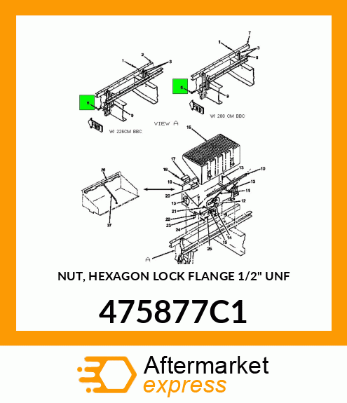 NUT, HEXAGON LOCK FLANGE 1/2" UNF 475877C1