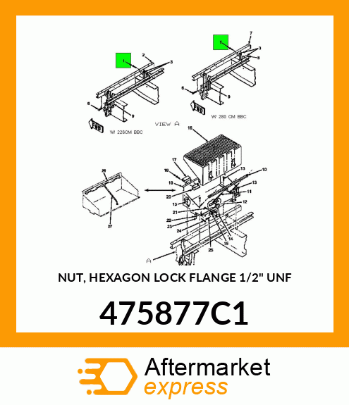 NUT, HEXAGON LOCK FLANGE 1/2" UNF 475877C1