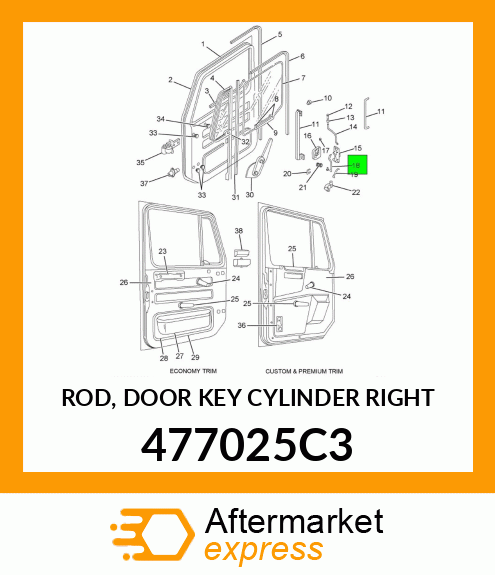 ROD, DOOR KEY CYLINDER RIGHT 477025C3