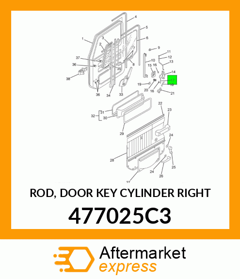 ROD, DOOR KEY CYLINDER RIGHT 477025C3