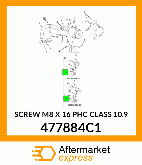 SCREW M8 X 16 PHC CLASS 10.9 477884C1