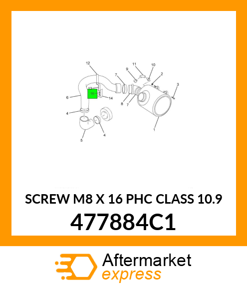 SCREW M8 X 16 PHC CLASS 10.9 477884C1