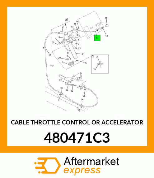 CABLE THROTTLE CONTROL OR ACCELERATOR 480471C3