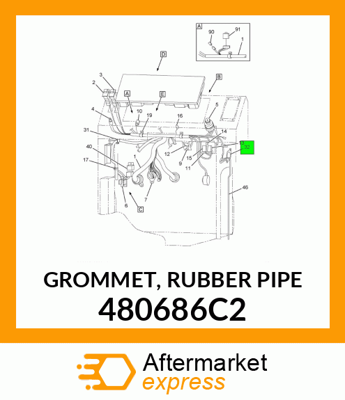 GROMMET, RUBBER PIPE 480686C2