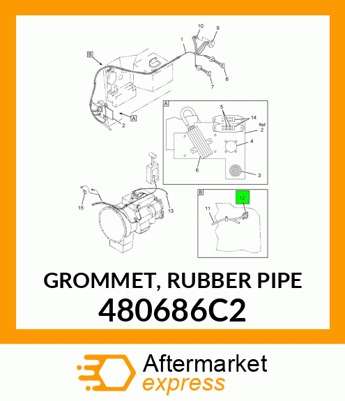 GROMMET, RUBBER PIPE 480686C2