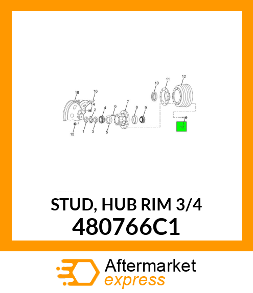 STUD, HUB RIM 3/4" 480766C1