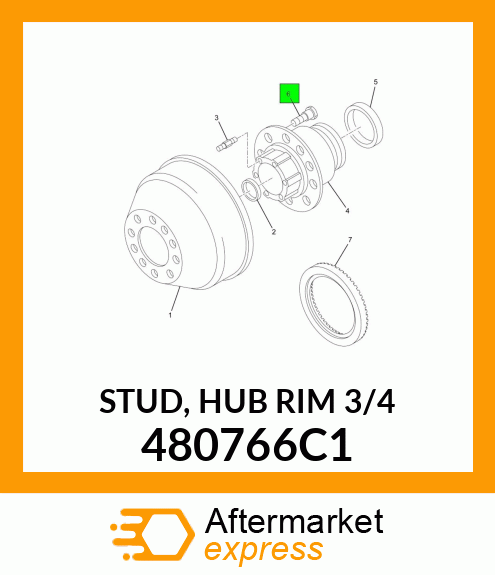 STUD, HUB RIM 3/4" 480766C1