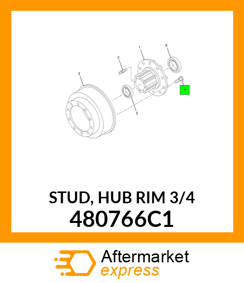 STUD, HUB RIM 3/4" 480766C1