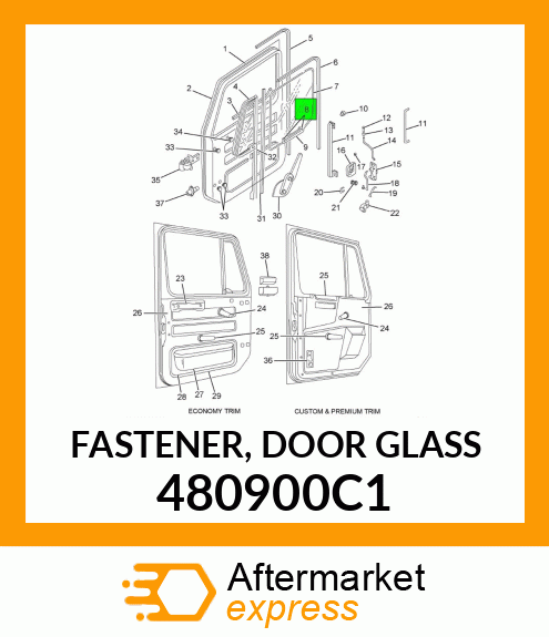 FASTENER, DOOR GLASS 480900C1